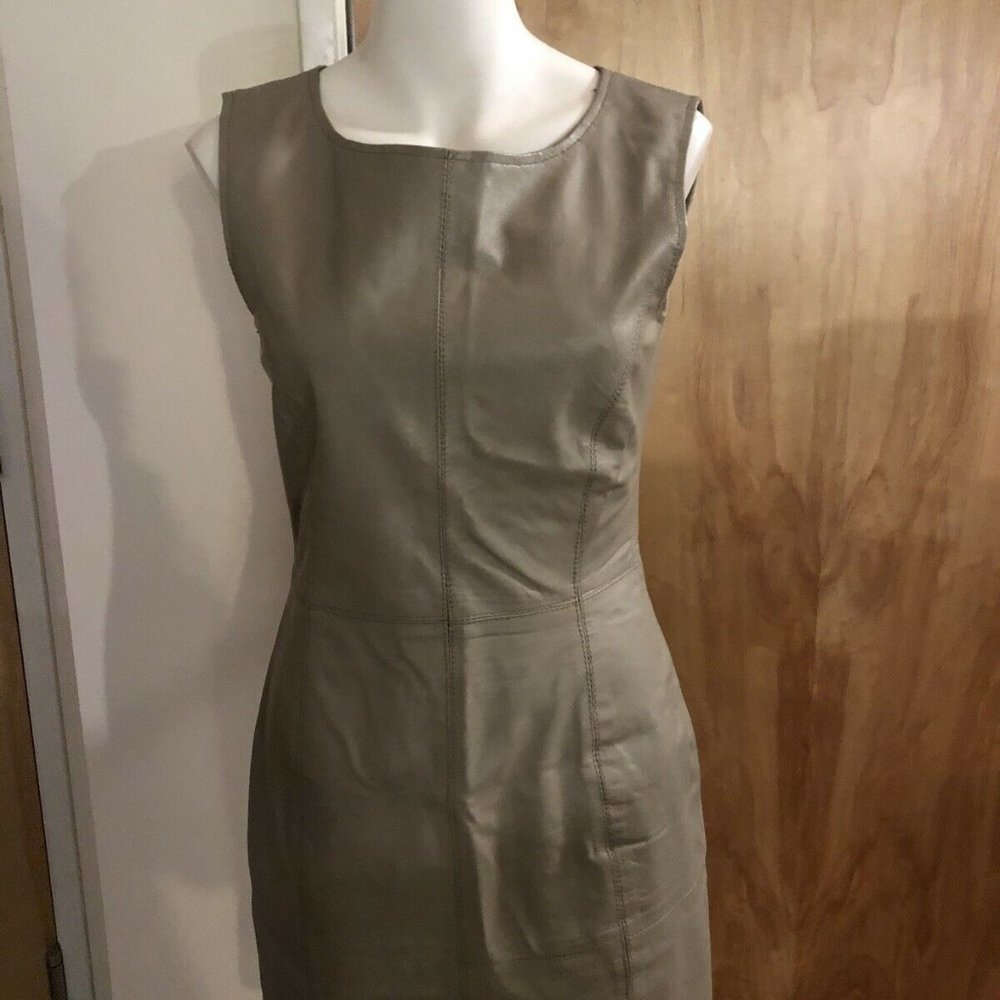 Anthropology Selected Femme 36 Grey leather sleeveless dress